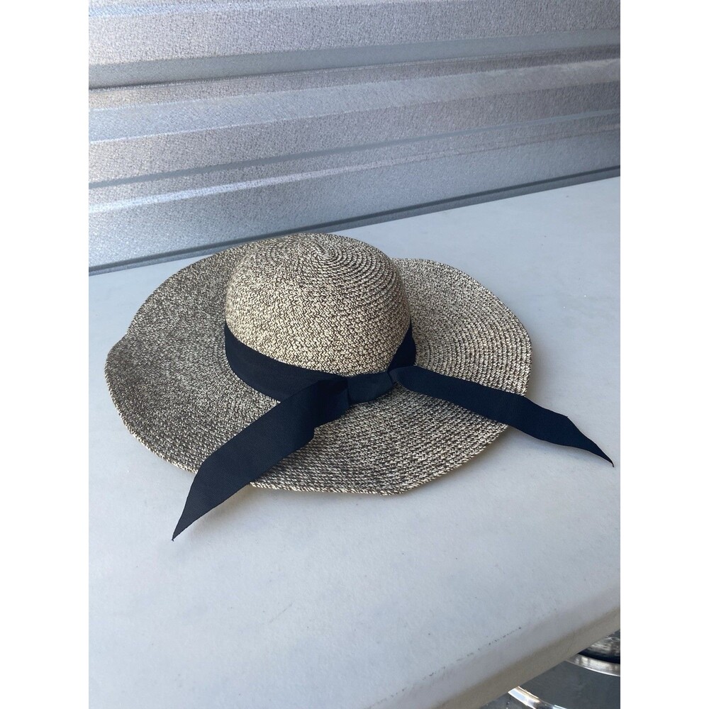 FURTALK Womens Wide Brim Straw Sun Hat M Paper Ribbon Bow Roll Up Packable Beach
